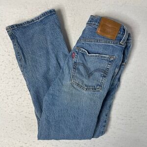 Levi's Ribcage Straight Ankle Jeans Women 26 Blue High Rise Button Fly Denim